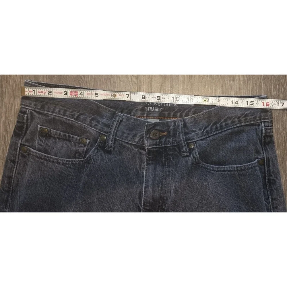 Mens Banana Republic Denim Jeans 33 X 34 Straight Leg black fade rinse Cotton